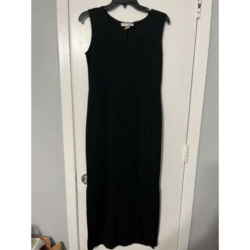 Nicole Studio New York Black‎ Sleeveless Knit Maxi Dress Size 8 Side Slit USA